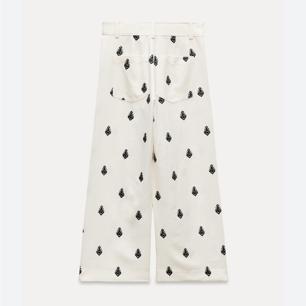 ZARA CONTRAST EMBROIDERED CULOTTES - Picture 8 of 11
